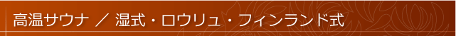 高温サウナ / 湿式・ロウリュ・フィンランド式